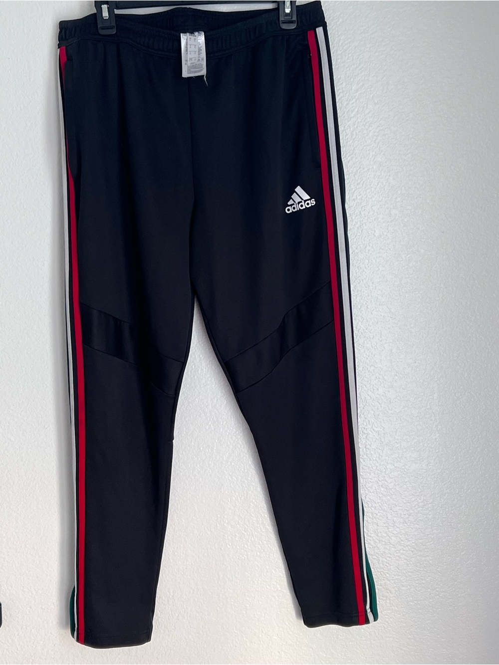 adidas Black Sweatpants with Red & White Side Stripes